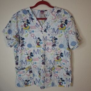 Disney Mickey Mouse Scrub Top - Multicolor size large